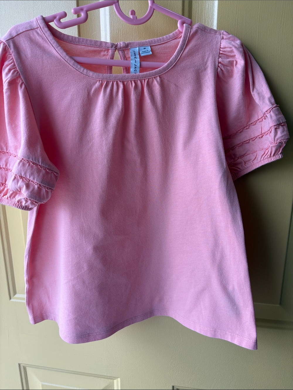 Janie and Jack Light CORAL Short-Sleeve Girls Top with Puff Sleeves